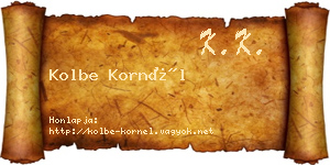Kolbe Kornél névjegykártya